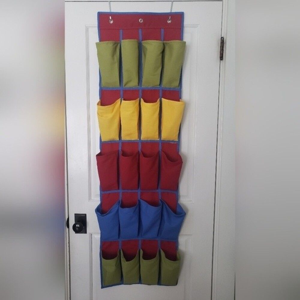 Over the Door Kids Shoe Organizer, Handing shoe rack with 20 Large Fabric Pocket
